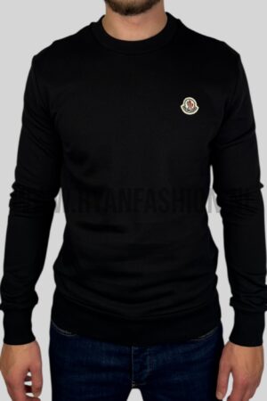 Moncler Logo Patch Cotton Sweater Black