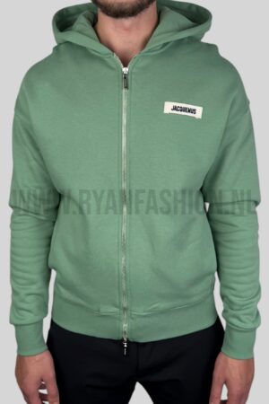 Jacquemus De Gros Grain Zipped Hoodie Green