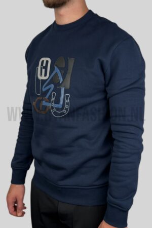 Hermes ''H Puzzle'' Crewneck Sweater Navy Blue