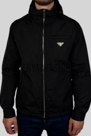 Prada Re-Nylon Hooded Jacket Black