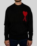Ami Paris Wool Sweater Black Red