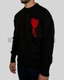 Ami Paris Wool Sweater Black Red