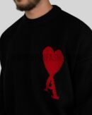 Ami Paris Wool Sweater Black Red