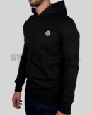 Moncler Logo Patch Cotton Hoodie Black
