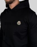 Moncler Logo Patch Cotton Hoodie Black