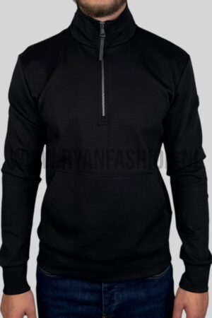 Moncler Cotton Half-Zip Sweater Black