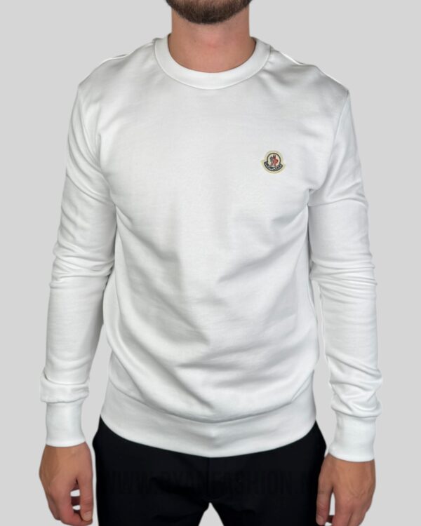 Moncler Logo Patch Cotton Sweater White