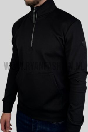 Moncler Cotton Half-Zip Sweater Black