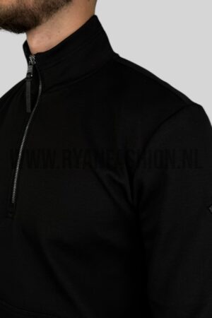 Moncler Cotton Half-Zip Sweater Black