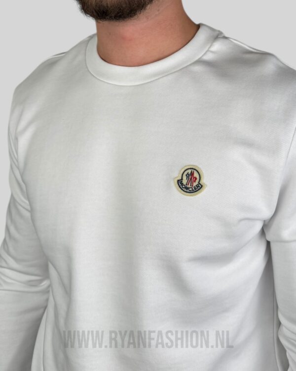 Moncler Logo Patch Cotton Sweater White - Afbeelding 3