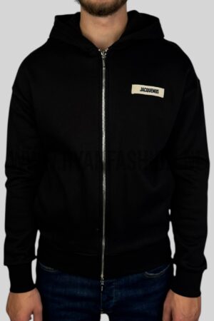 Jacquemus De Gros Grain Zipped Hoodie Black