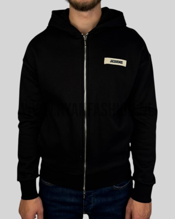 Jacquemus De Gros Grain Zipped Hoodie Black