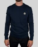 Moncler Logo Patch Cotton Sweater Dark Blue