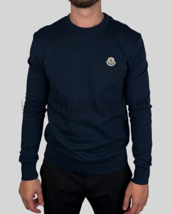 Moncler Logo Patch Cotton Sweater Dark Blue