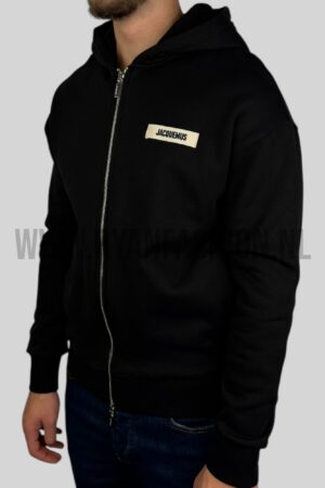 Jacquemus De Gros Grain Zipped Hoodie Black