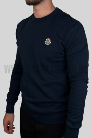 Moncler Logo Patch Cotton Sweater Dark Blue