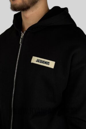 Jacquemus De Gros Grain Zipped Hoodie Black