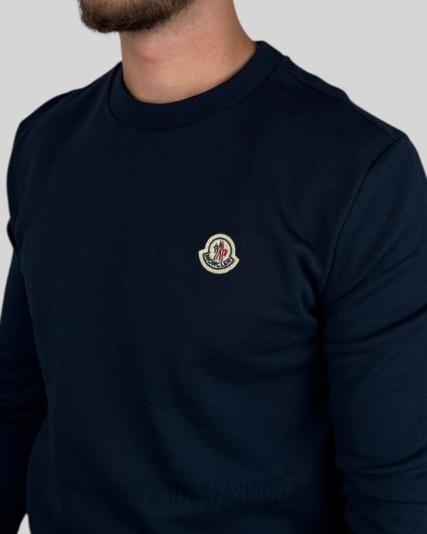 Moncler Logo Patch Cotton Sweater Dark Blue - Afbeelding 3