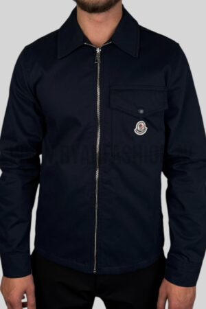 Moncler Cotton Gabardine Zip-Up Shirt Jacket Navy