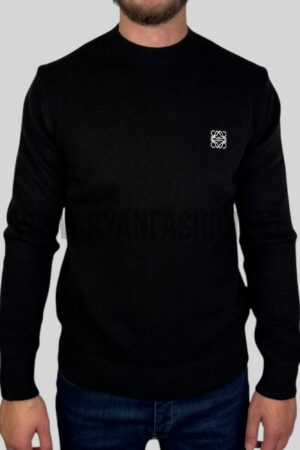 Loewe Embroidered Logo Knitted Sweater Black