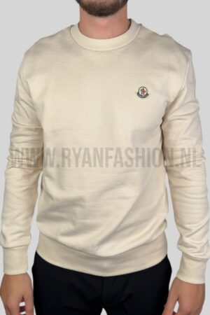 Moncler Logo Patch Cotton Sweater Beige