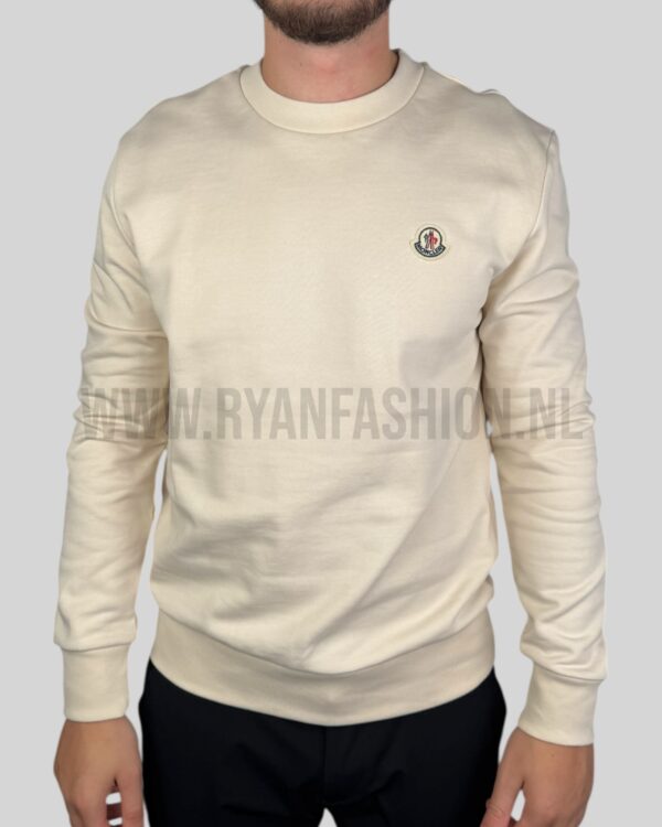 Moncler Logo Patch Cotton Sweater Beige