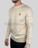 Moncler Logo Patch Cotton Sweater Beige