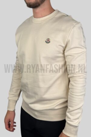 Moncler Logo Patch Cotton Sweater Beige