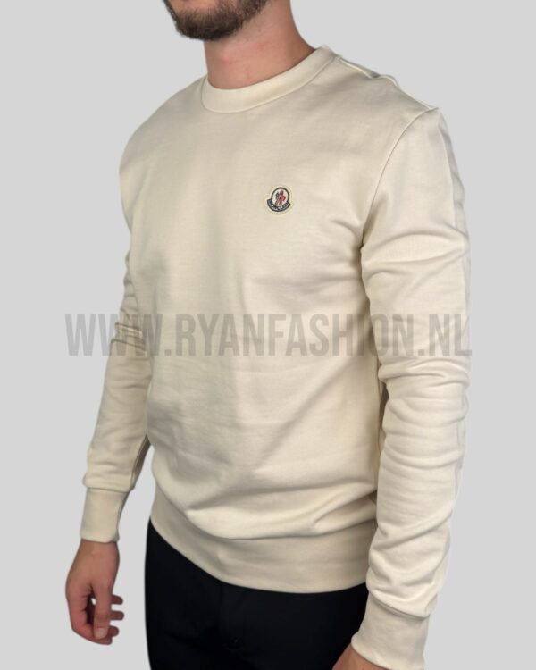Moncler Logo Patch Cotton Sweater Beige - Afbeelding 2