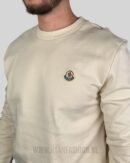 Moncler Logo Patch Cotton Sweater Beige