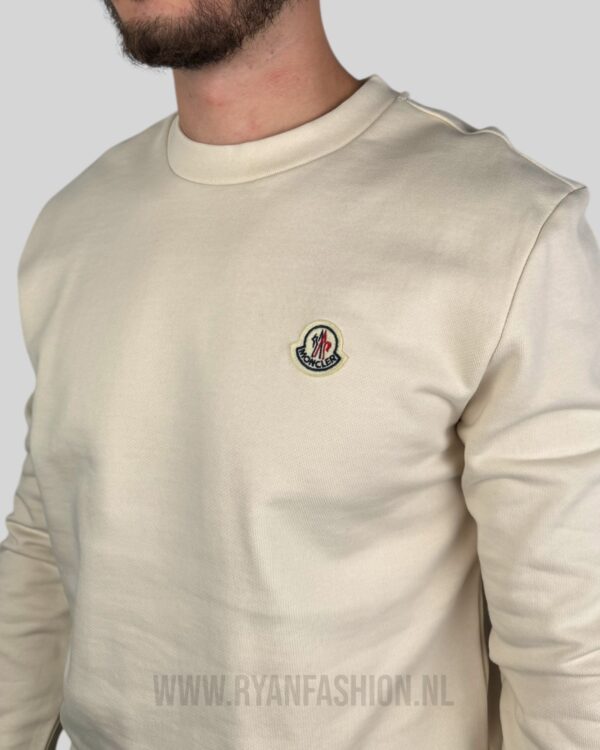 Moncler Logo Patch Cotton Sweater Beige - Afbeelding 3