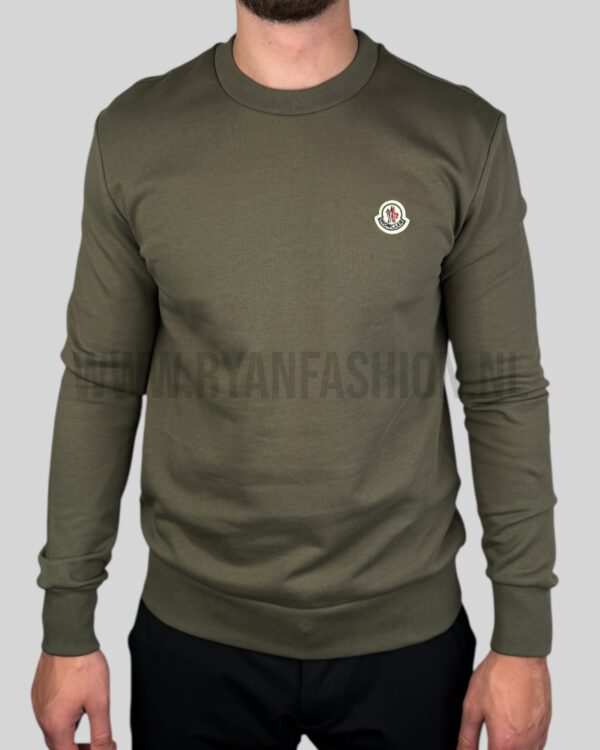 Moncler Logo Patch Cotton Sweater Khaki