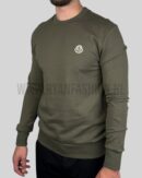 Moncler Logo Patch Cotton Sweater Khaki