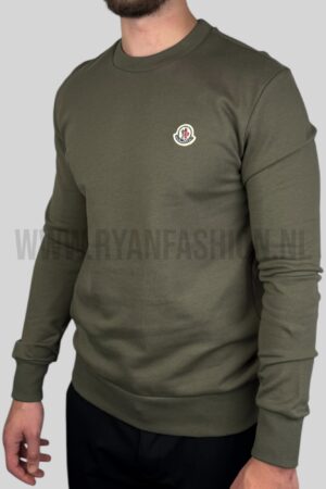 Moncler Logo Patch Cotton Sweater Khaki