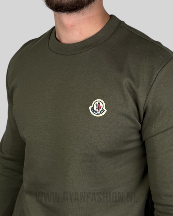 Moncler Logo Patch Cotton Sweater Khaki - Afbeelding 3