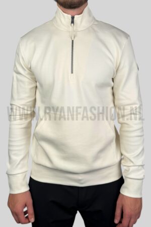 Moncler Cotton Half-Zip Sweater Ecru