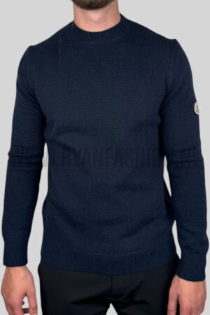 Moncler Classic Patch Knitted Sweater Navy Blue