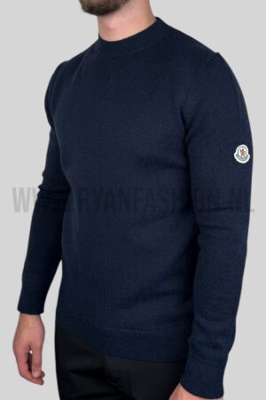Moncler Classic Patch Knitted Sweater Navy Blue