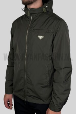 Prada Re-Nylon Hooded Jacket Khaki