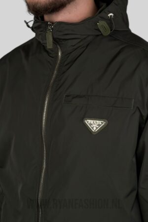 Prada Re-Nylon Hooded Jacket Khaki