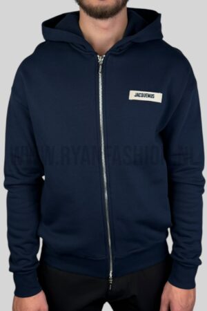 Jacquemus De Gros Grain Zipped Hoodie Navy Blue