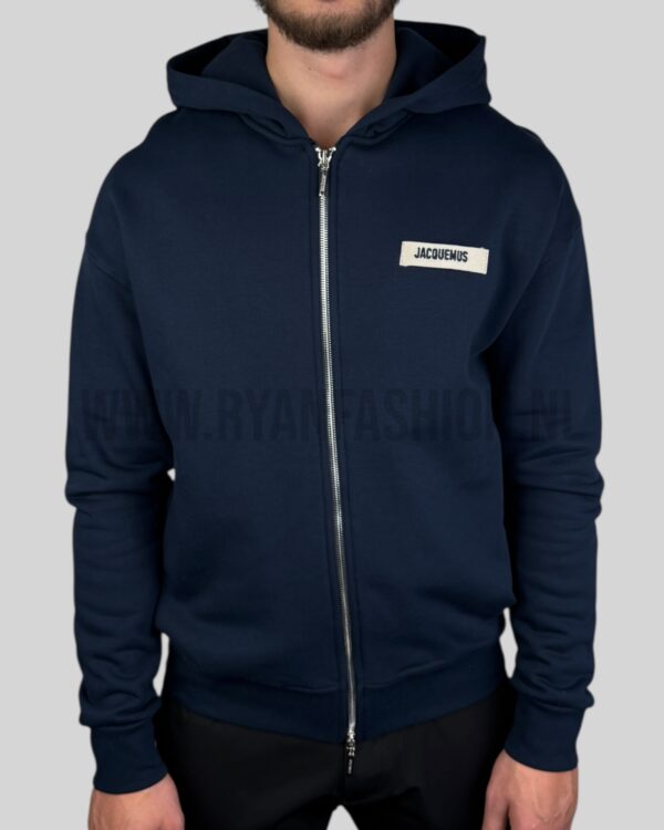 Jacquemus De Gros Grain Zipped Hoodie Navy Blue