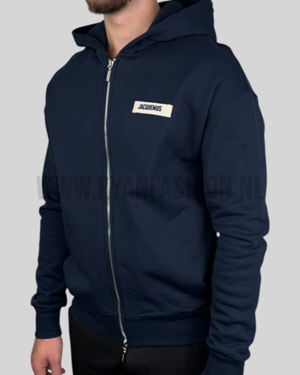 Jacquemus De Gros Grain Zipped Hoodie Navy Blue - Afbeelding 2