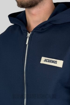 Jacquemus De Gros Grain Zipped Hoodie Navy Blue