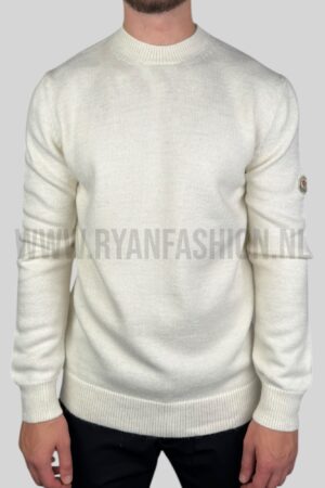 Moncler Classic Patch Knitted Sweater Ecru