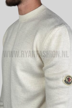 Moncler Classic Patch Knitted Sweater Ecru