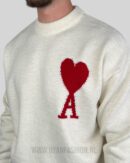 Ami Paris Wool Sweater White Red