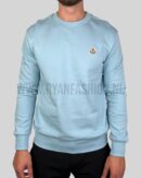 Moncler Logo Patch Cotton Sweater Light Blue