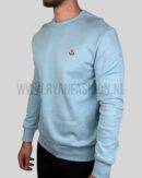 Moncler Logo Patch Cotton Sweater Light Blue