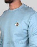Moncler Logo Patch Cotton Sweater Light Blue
